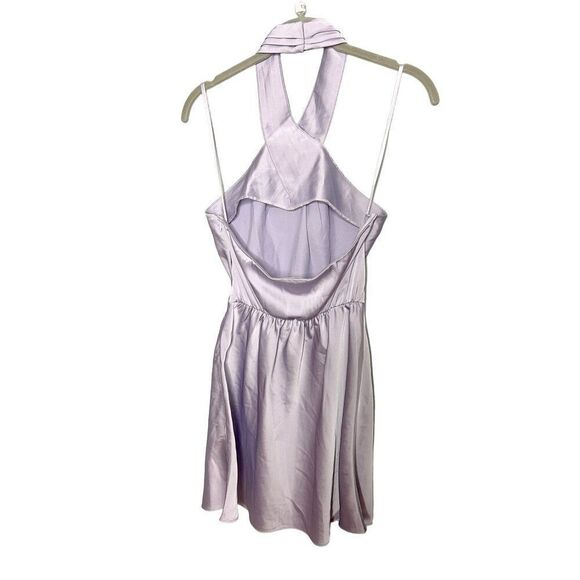 BHLDN Ruby Stretch Satin Halter Mini Dress in Purple Lavender Size Small - Picture 5 of 8